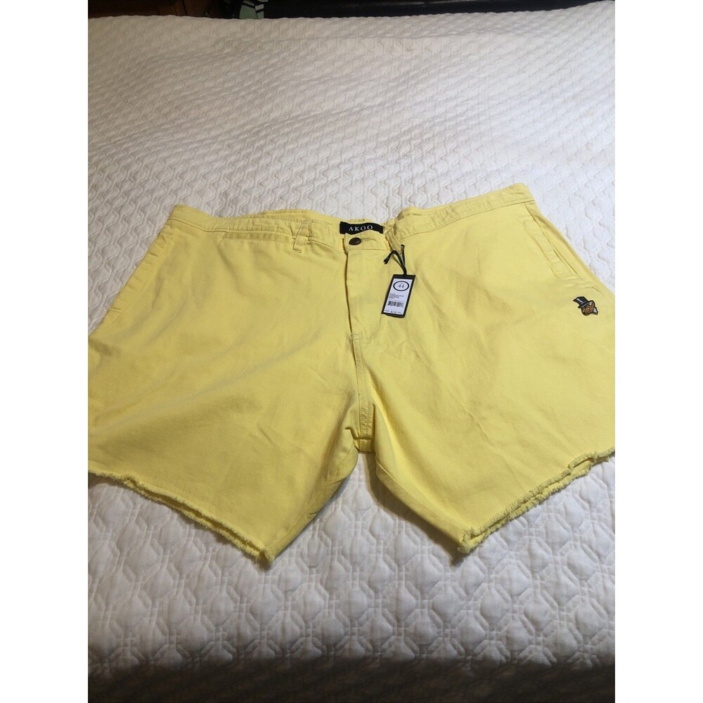 AKOO Empire Fox Kilmanjaro Fringe Hem Shorts Yellow Size 44 NWT